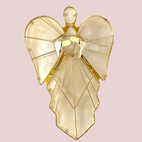 14" Plug-In Faux Capiz Shell Angel Illuminated Tree Topper Christmas Holiday - Picture 1 of 5